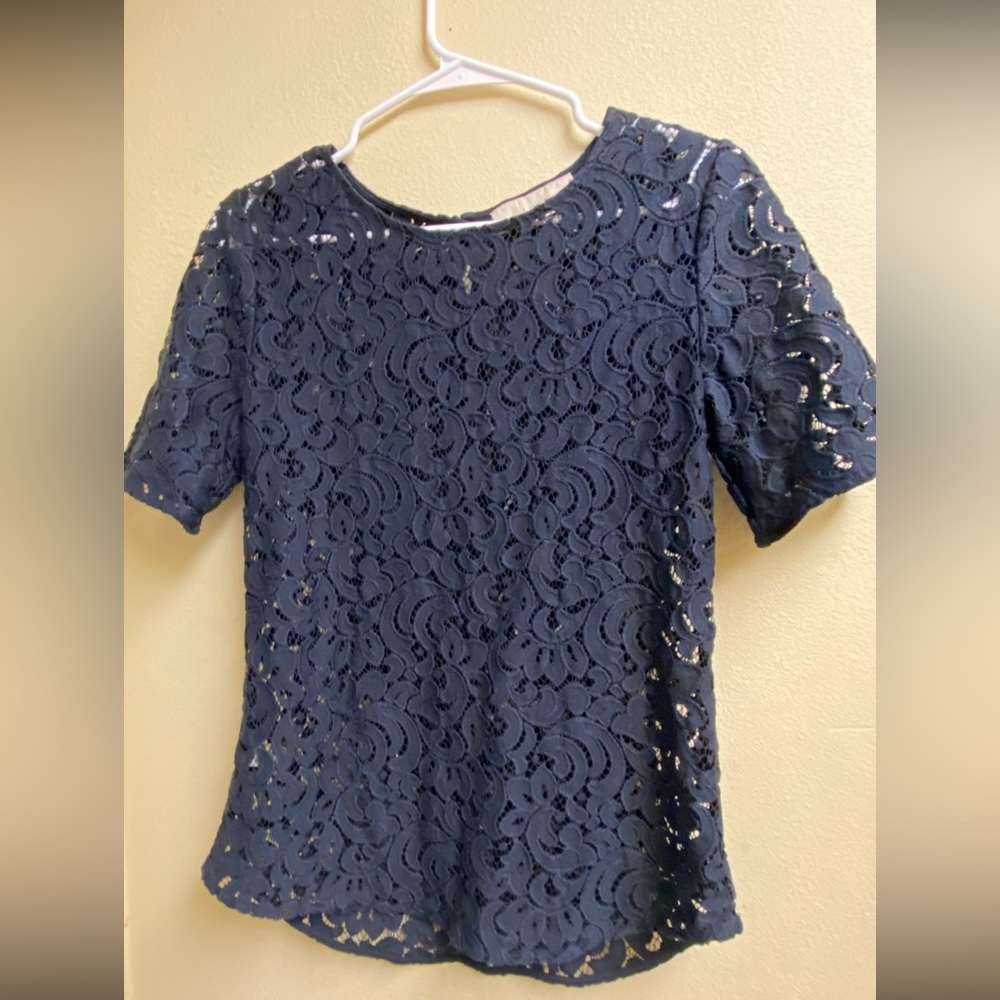 Navy blue lace blouse size small